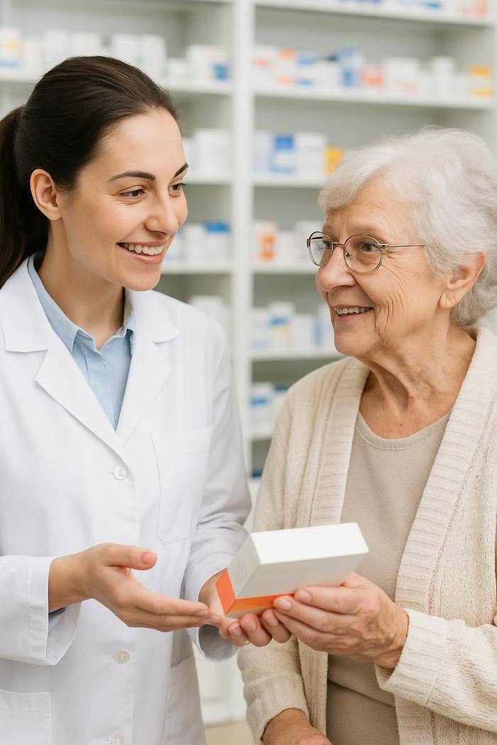 Pharmacist consulting with a patient